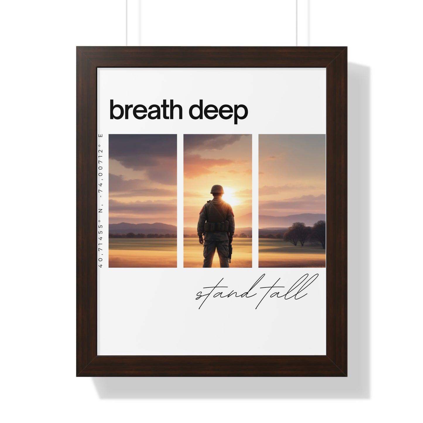 Stand Tall, Breathe Deep" - Motivational Framed Poster