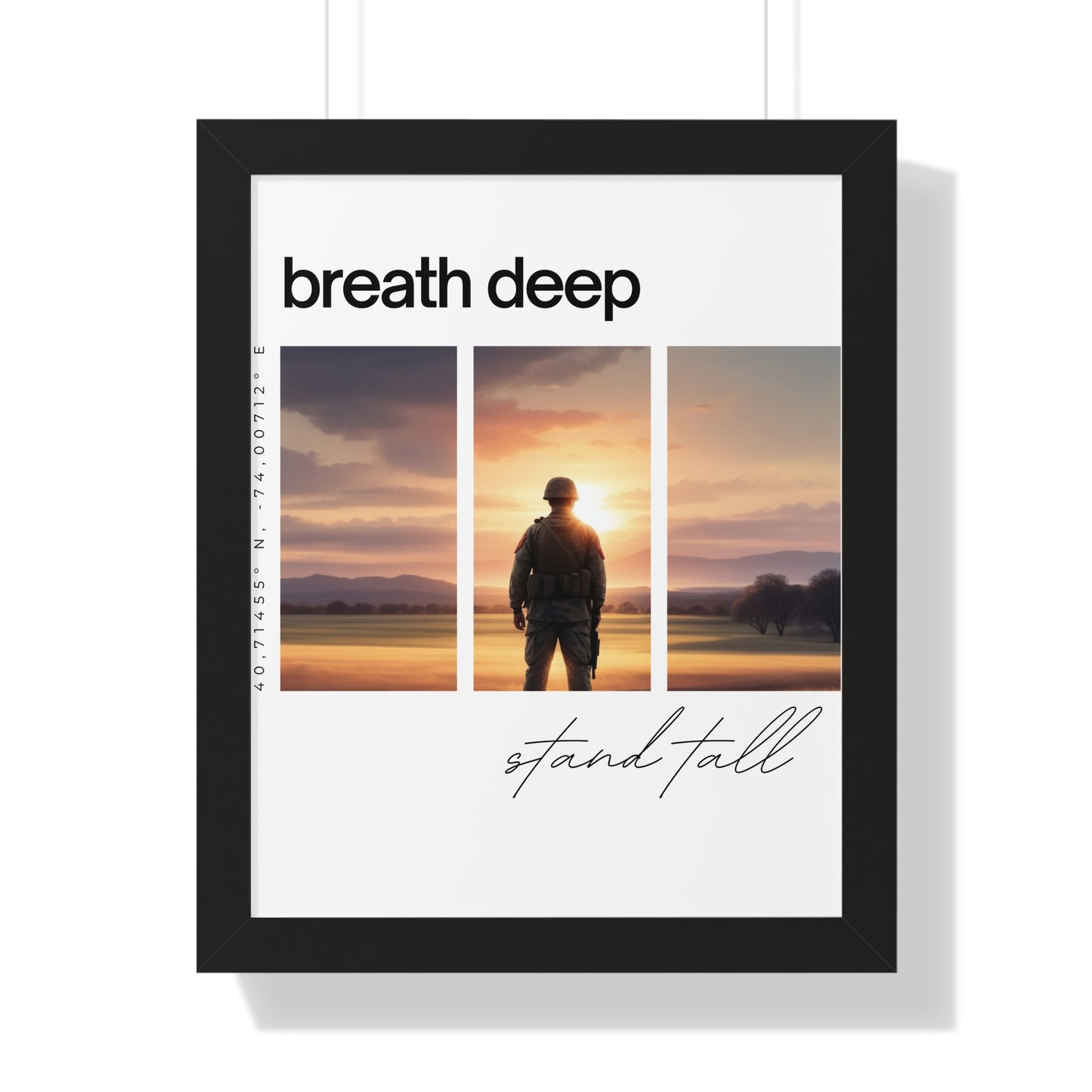 Stand Tall, Breathe Deep" - Motivational Framed Poster