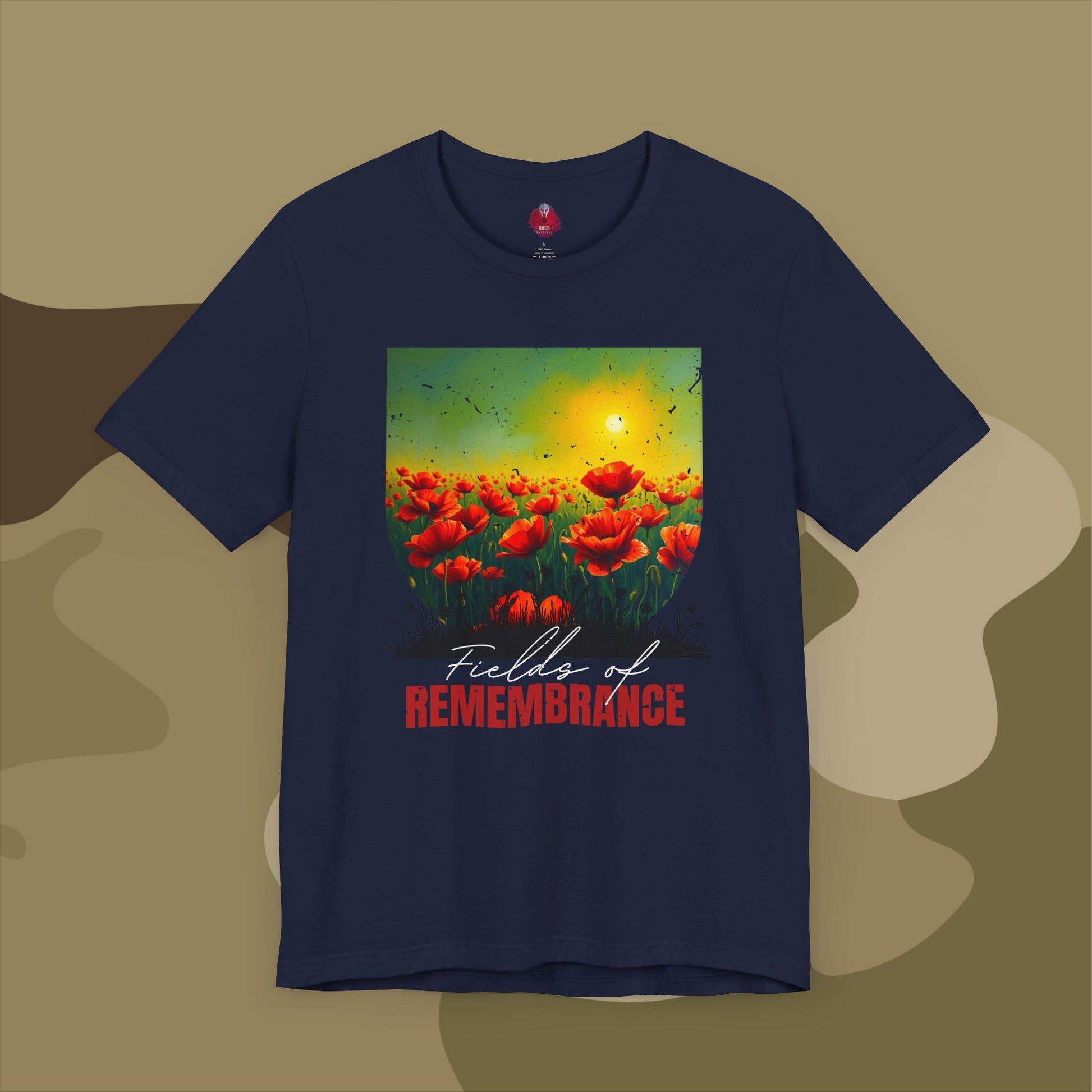 Meaningful remembrance T-shirt with poppy field