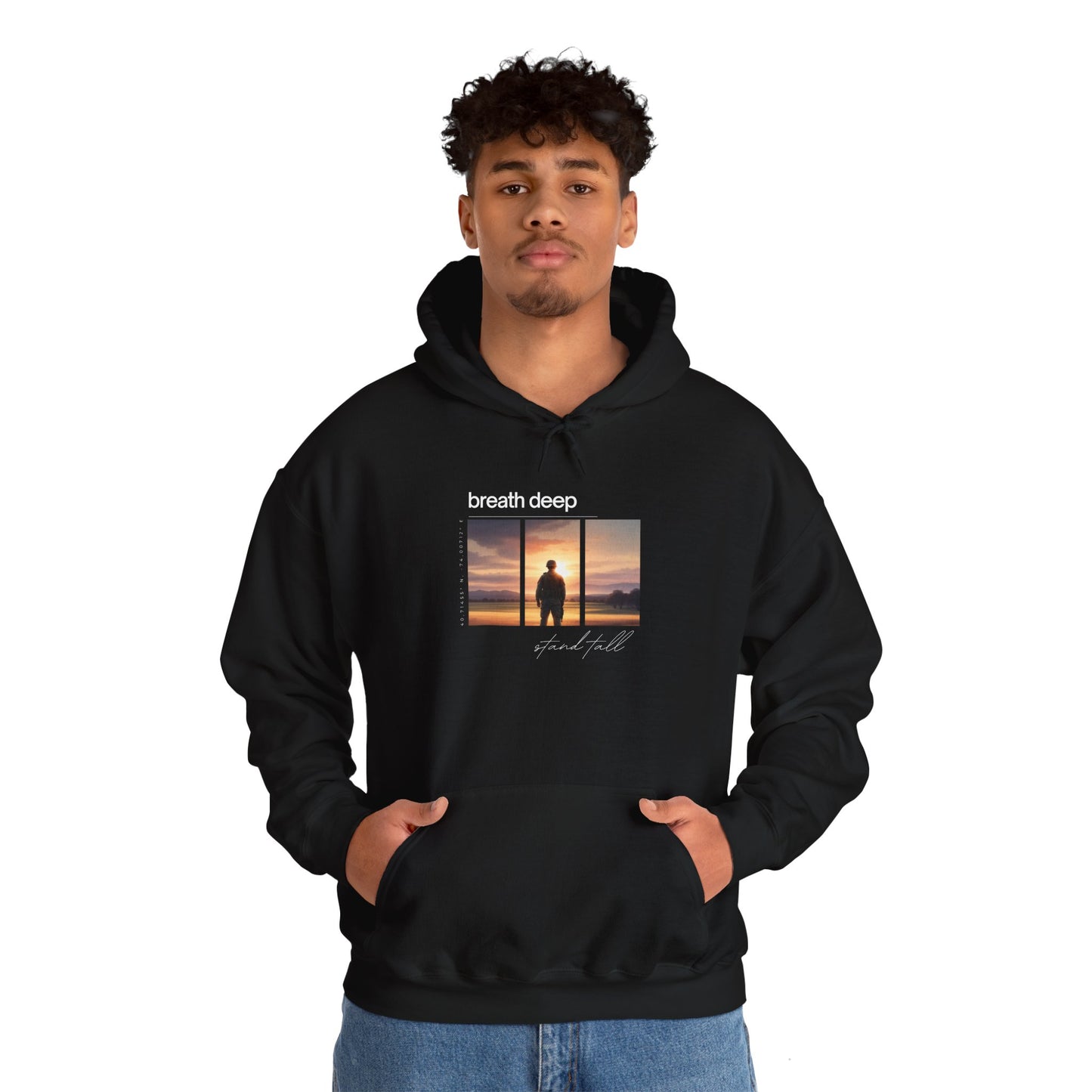 "Stand Tall, Breathe Deep" - Motivational Hoodie