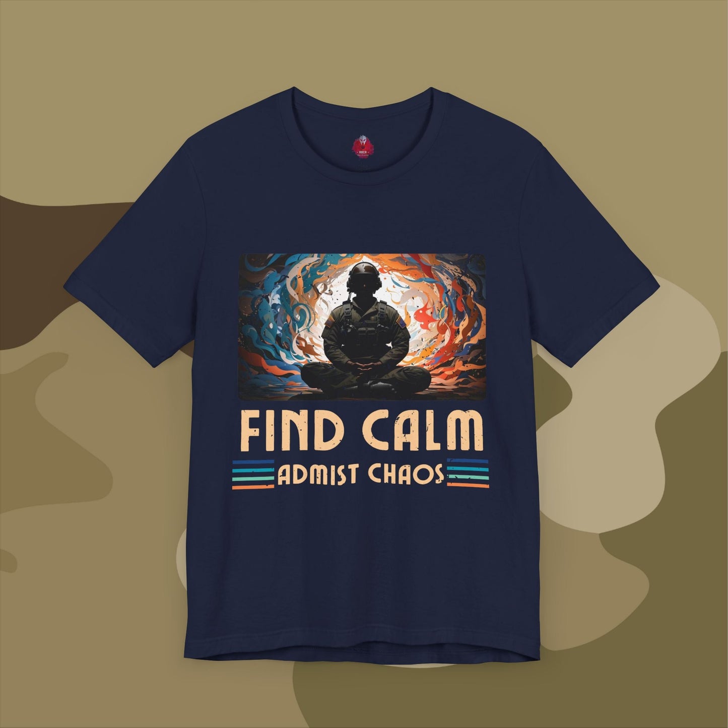 Soldier meditating symbol of inner calm