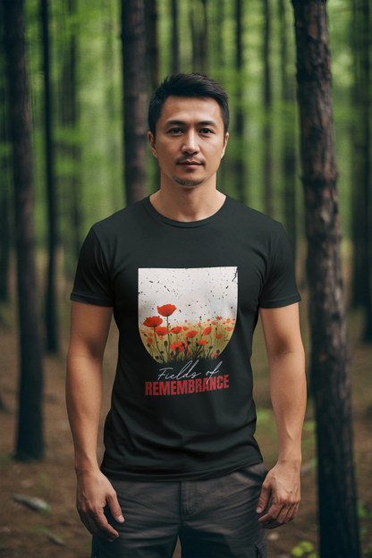 Military-inspired poppy field design T-shirt