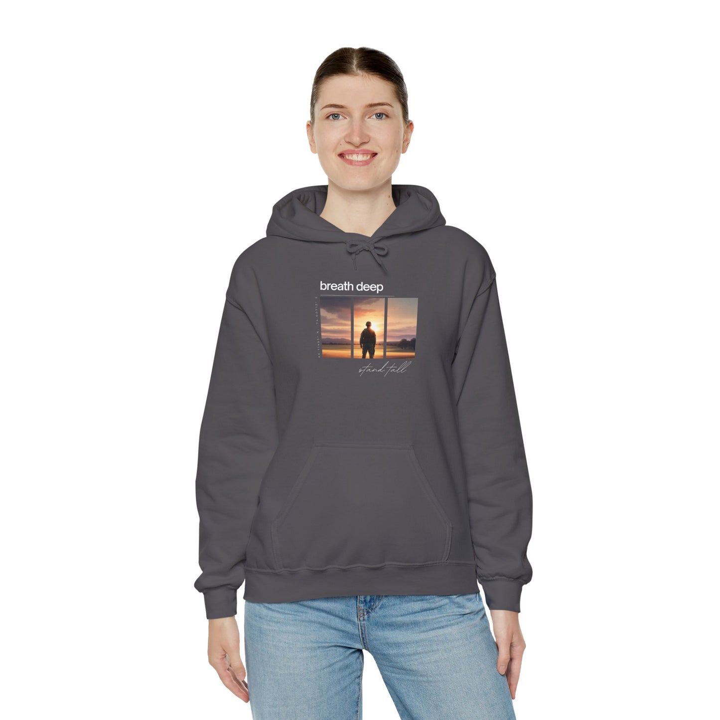 "Stand Tall, Breathe Deep" - Motivational Hoodie